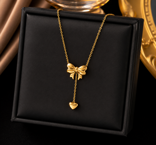Arashine Bow And heart Necklaces